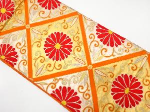 アンティーク　菱に笹・花唐草模様織り出し袋帯（材料）